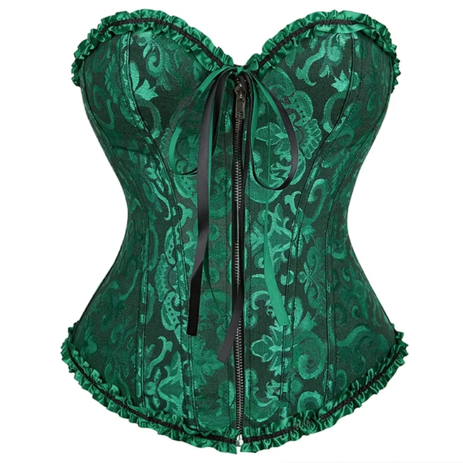 Corselet verde com laço e zíper