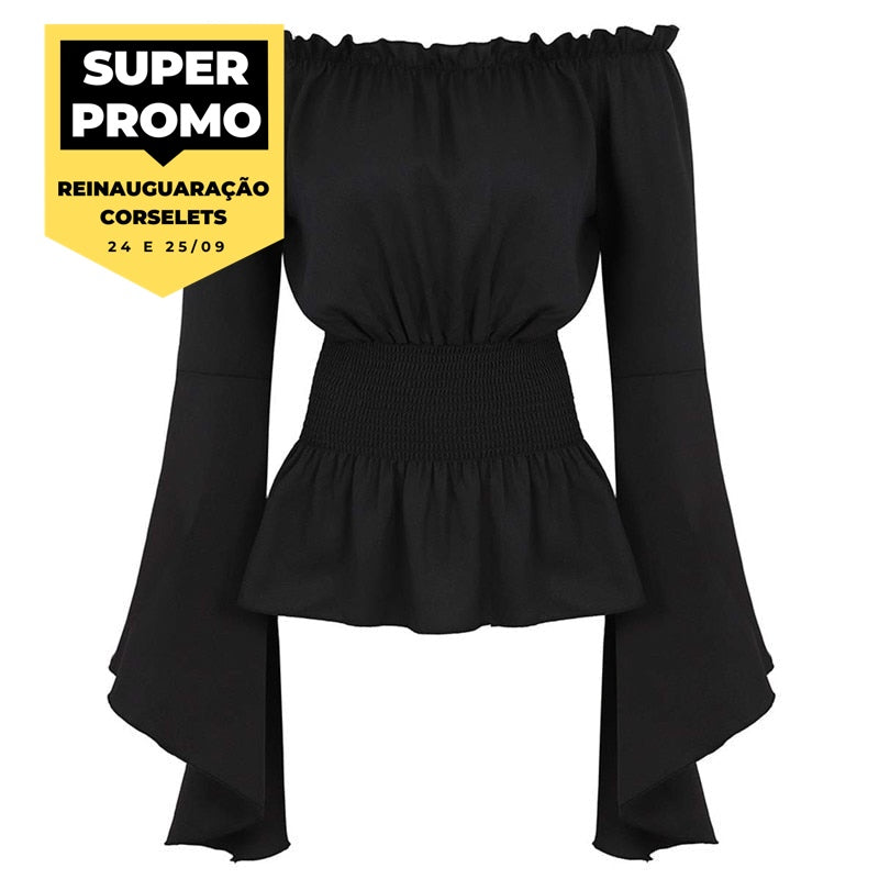 Blusa preta para corselet