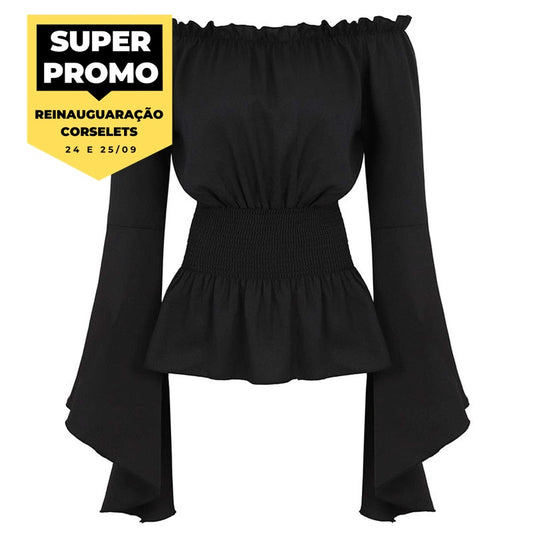 Blusa preta para corselet