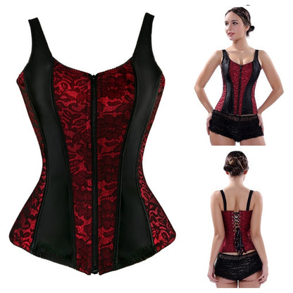 Corselet vermelho zíper e renda