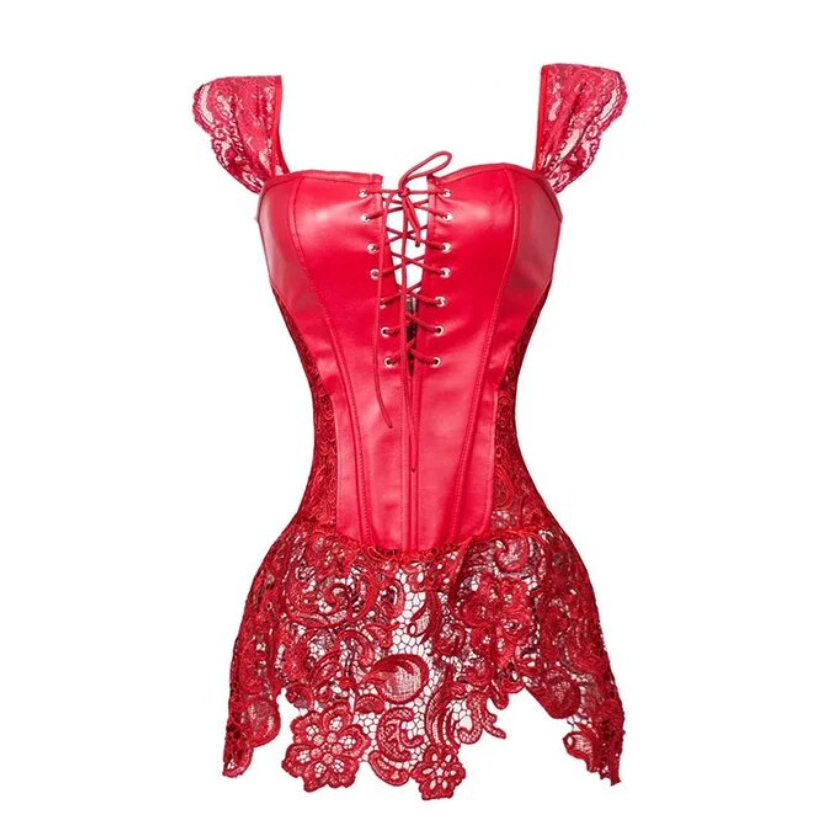 Corselet vermelho com renda